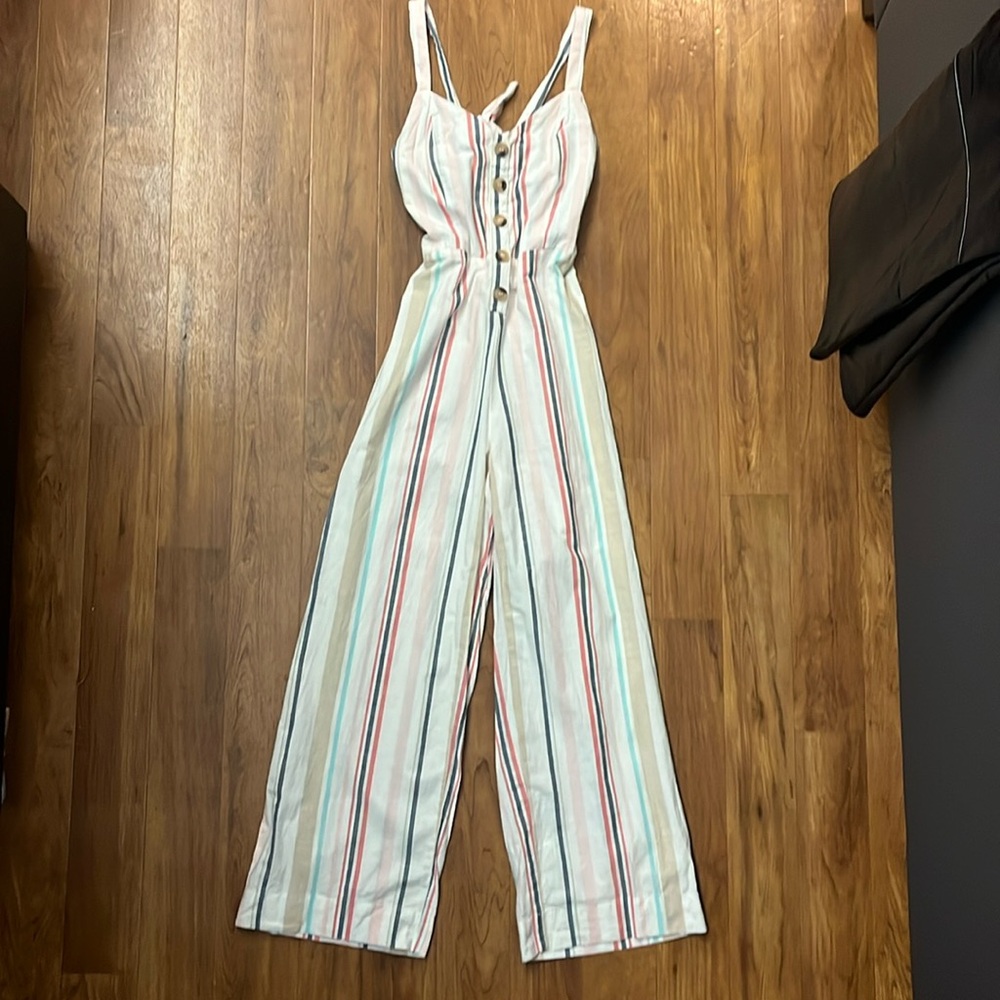 Japna Size Small Pastel Striped Jumpsuit